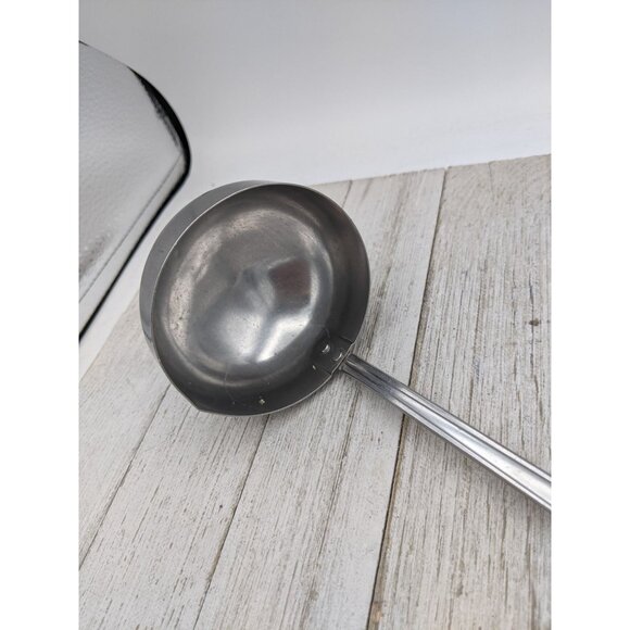 Ekco Kitchen Ladle Stainless Steel Wood Grain Handle 11" Vintage - Picture 3 of 6